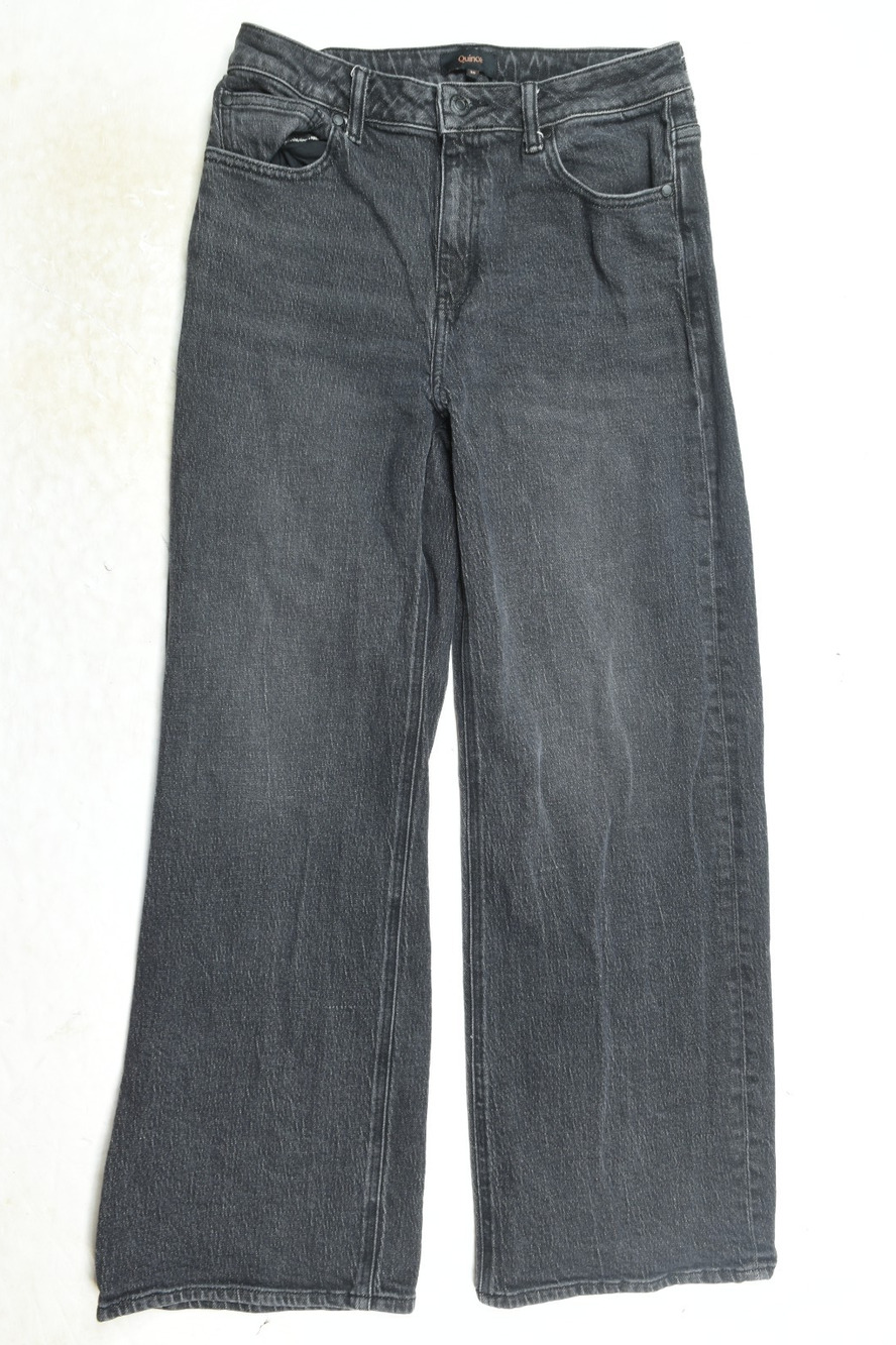 Quince Bella Stretch Relaxed Fit Jeans Womens 30 Charcoal Black Straight Leg